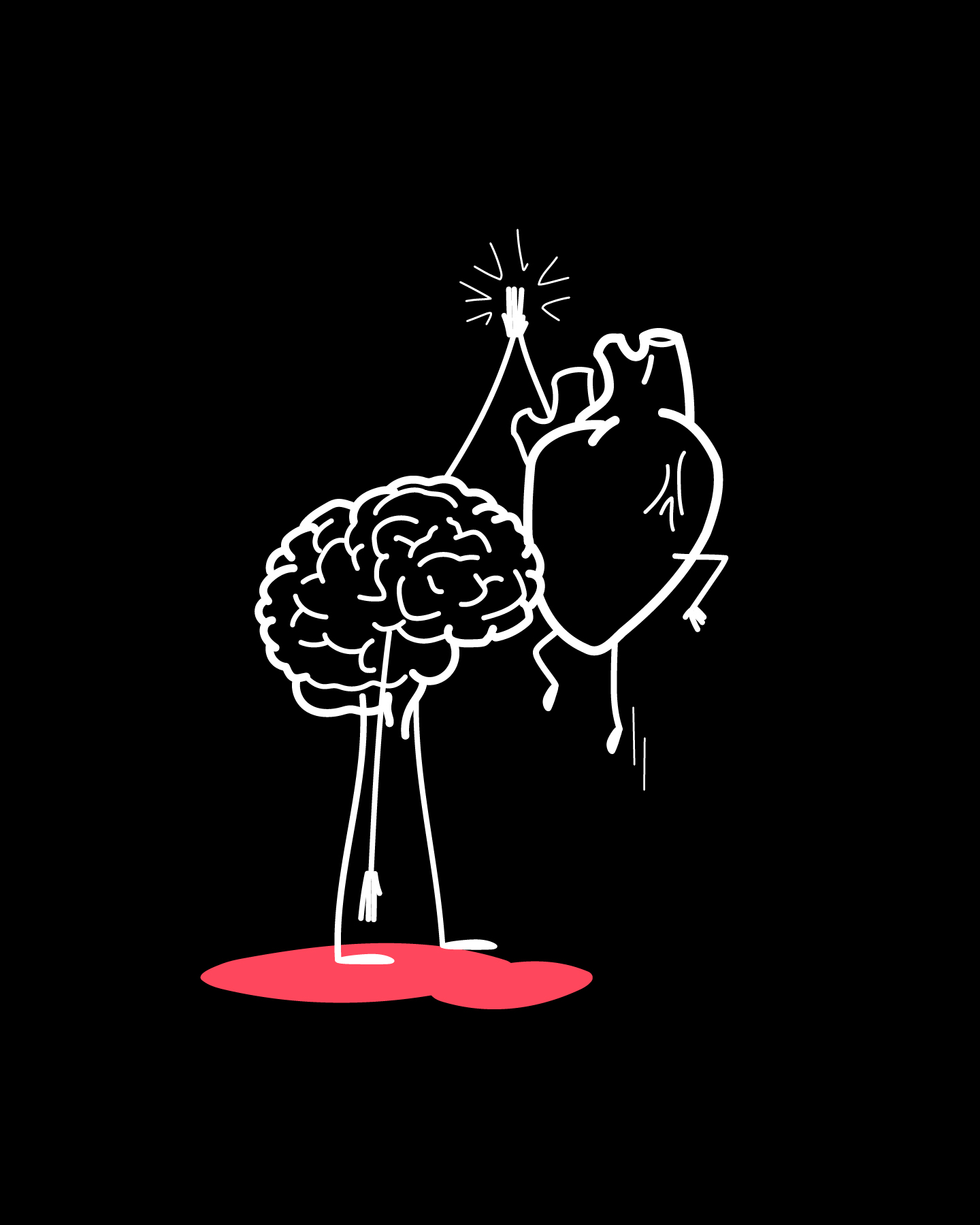 Moment de complicité entre le coeur et le cerveau