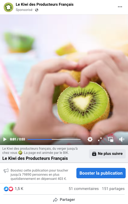 Capture d'écran d'une publication facebook Kiwik